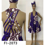 Women's Criss Cross Back Halter Neck Dress - FI-2073