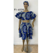 Women's Cropped Off Shoulder Blouse Smocking Skirt Set - FI-4038
