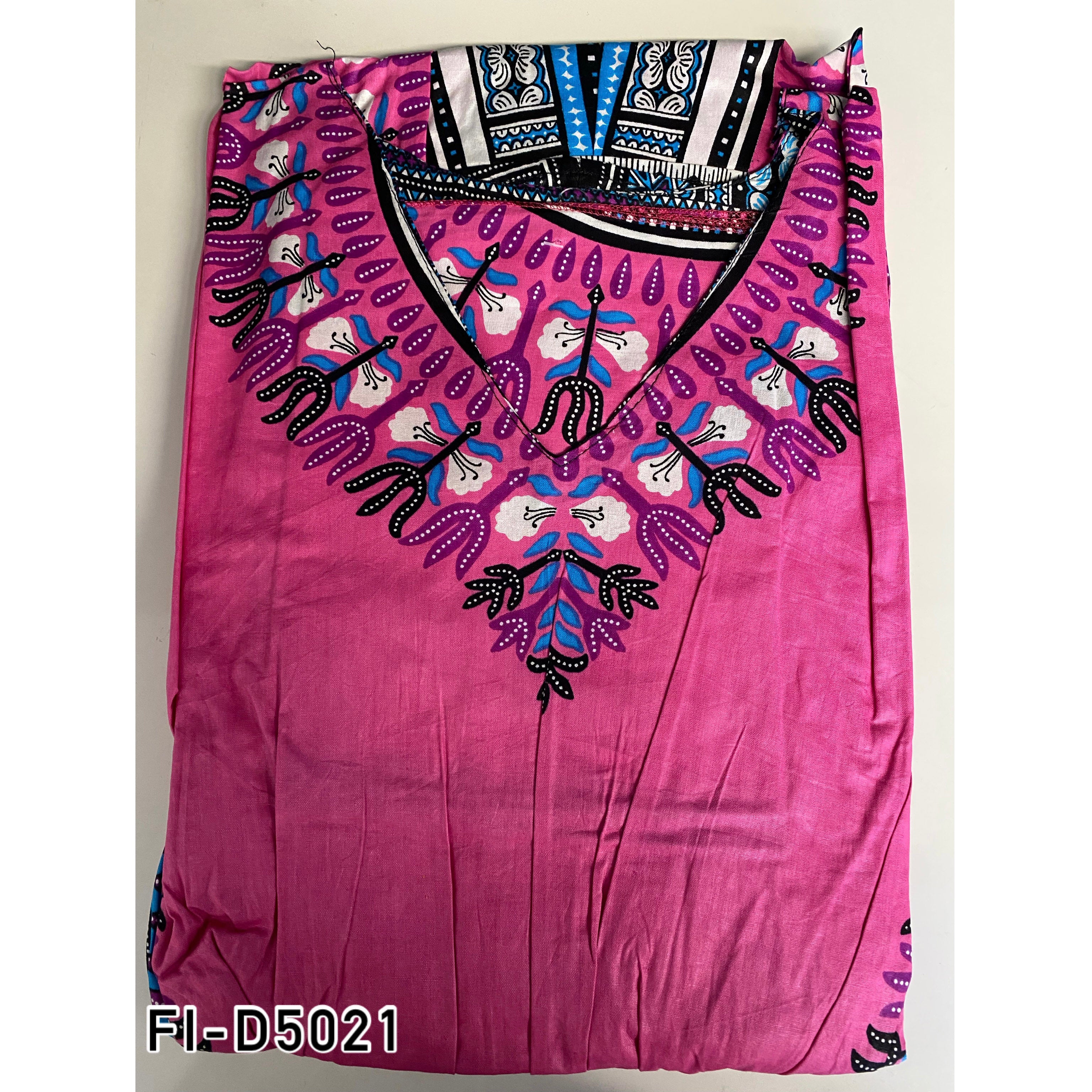 Women's Dashiki V-Neck Long Sleeve Maxi Dress - FI-D5021