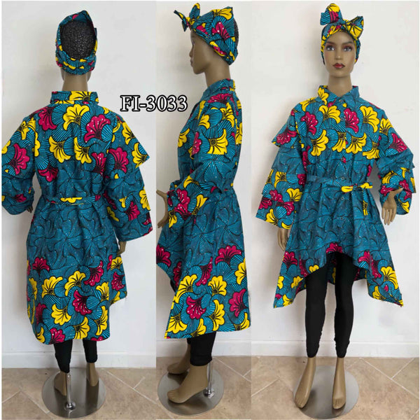 African Women's Oversized Hi-Low Collared Jacket