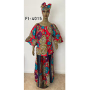 Women's Printed Flare Sleeve Denim Skirt Set - FI-4015