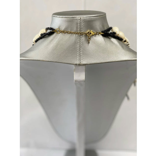 African Women's Cowrie Shell Long Tribal Necklace