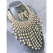 African Women's Cowrie Shell Long Tribal Necklace