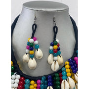 African Beaded Layered Cowrie Shell Necklace Set