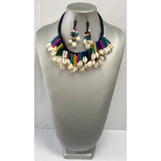 African Beaded Layered Cowrie Shell Necklace Set