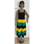 Women's African Square Neck Smocking Tricolor Dress