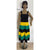 Women's Square Neck Smocking Tricolor Dress -- FI-4136