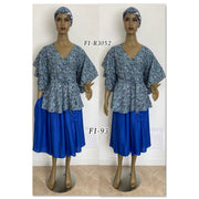 Women's Short Sleeve Wrap Blouse and SHORTSkirt Set -- FI-93/R3052