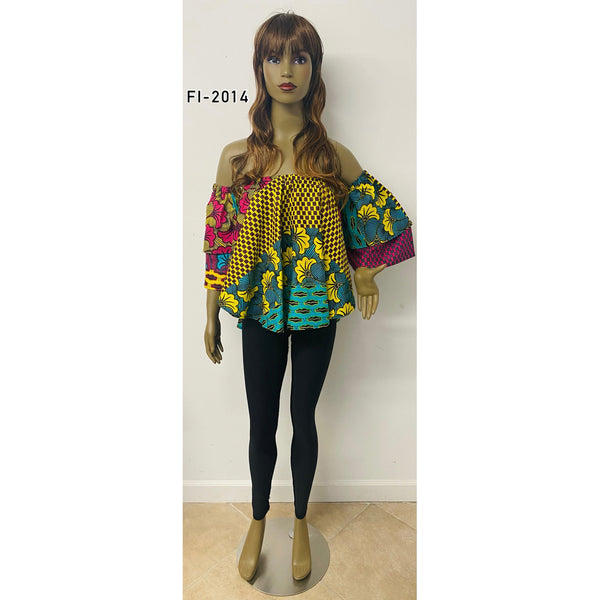 Women's Printed Stretchy Off Shoulder Top - FI-2014