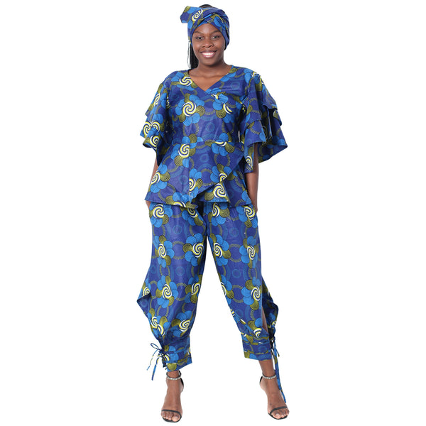 Women's Peplum Blouse and Jogger Pants Set -- FI-4041