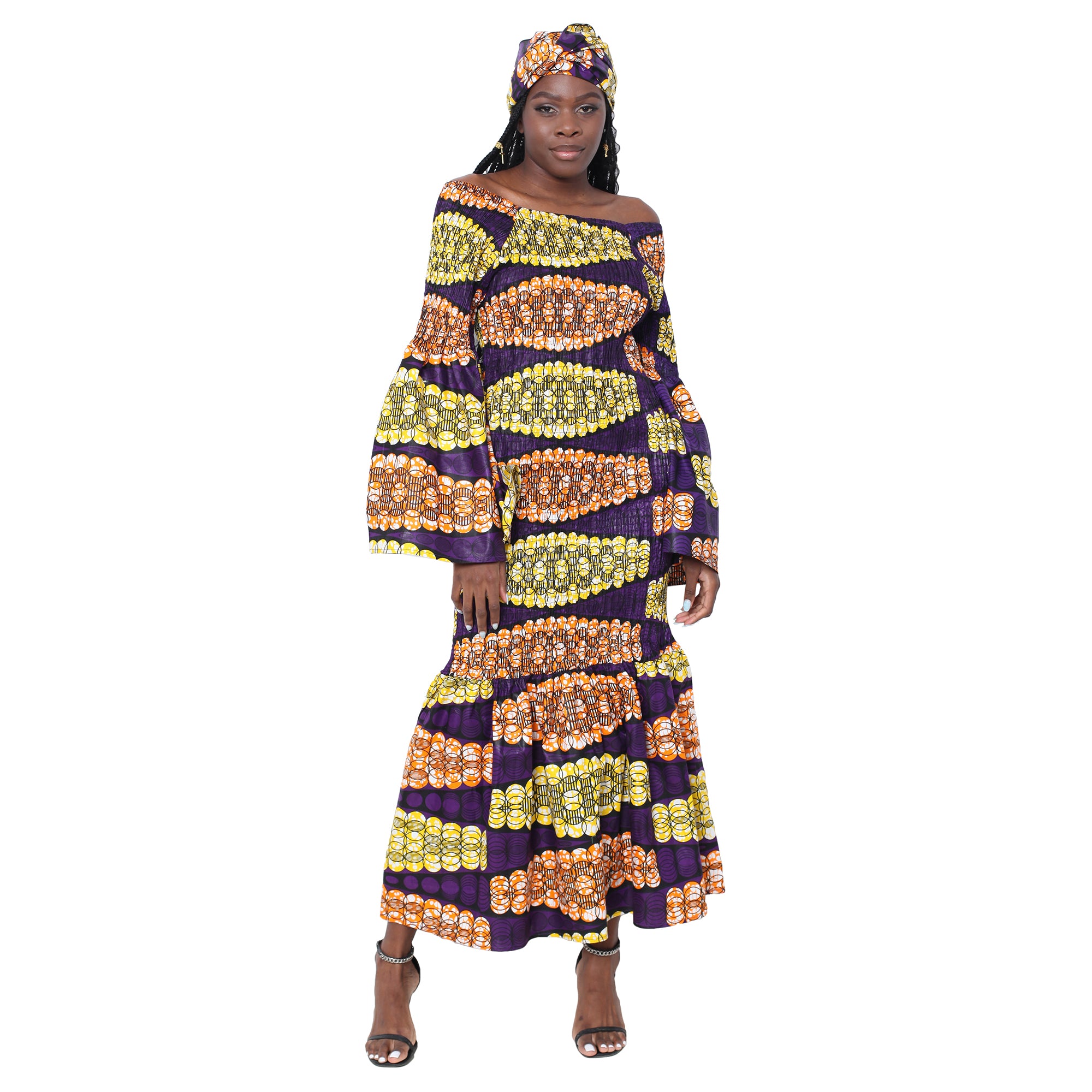 Women's Off Shoulder Smocking Mermaid Maxi -- FI-50075