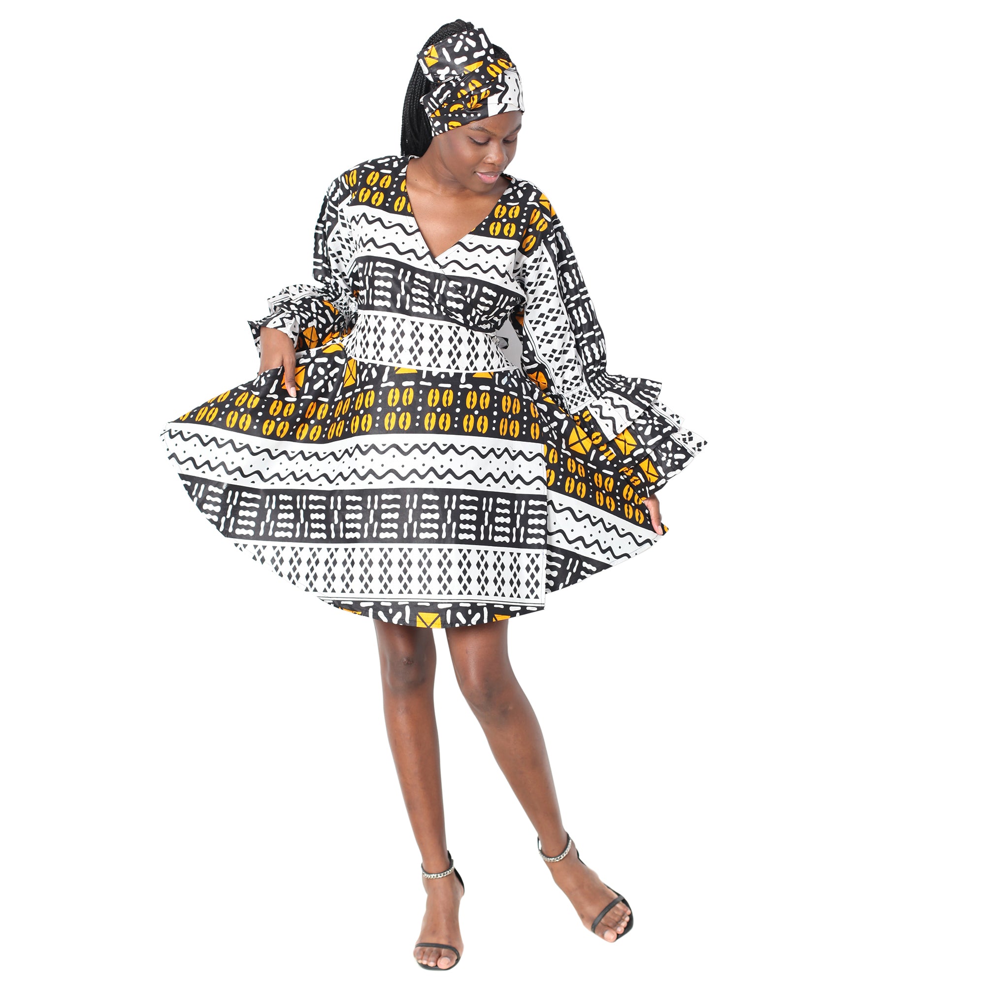 Women's Short Printed Wrap Dress - FI-3065