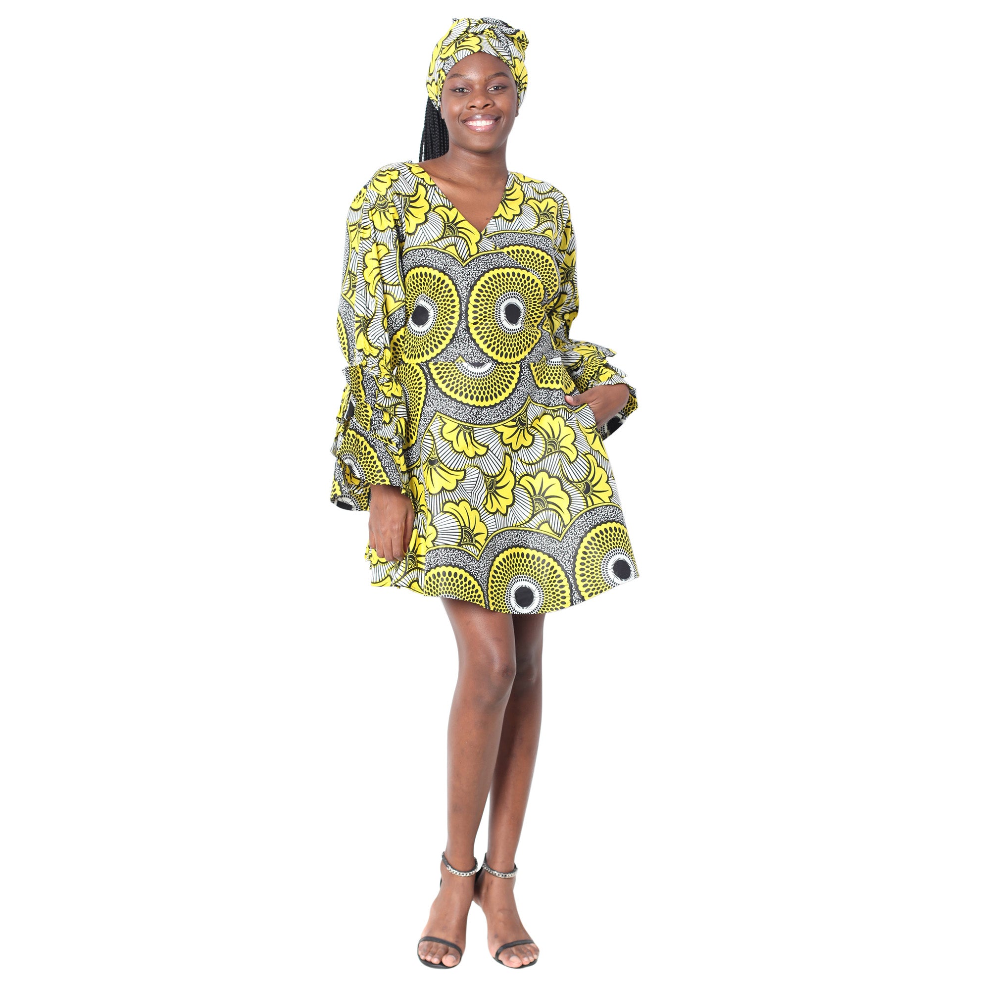 Women's Short Printed Wrap Dress - FI-3065