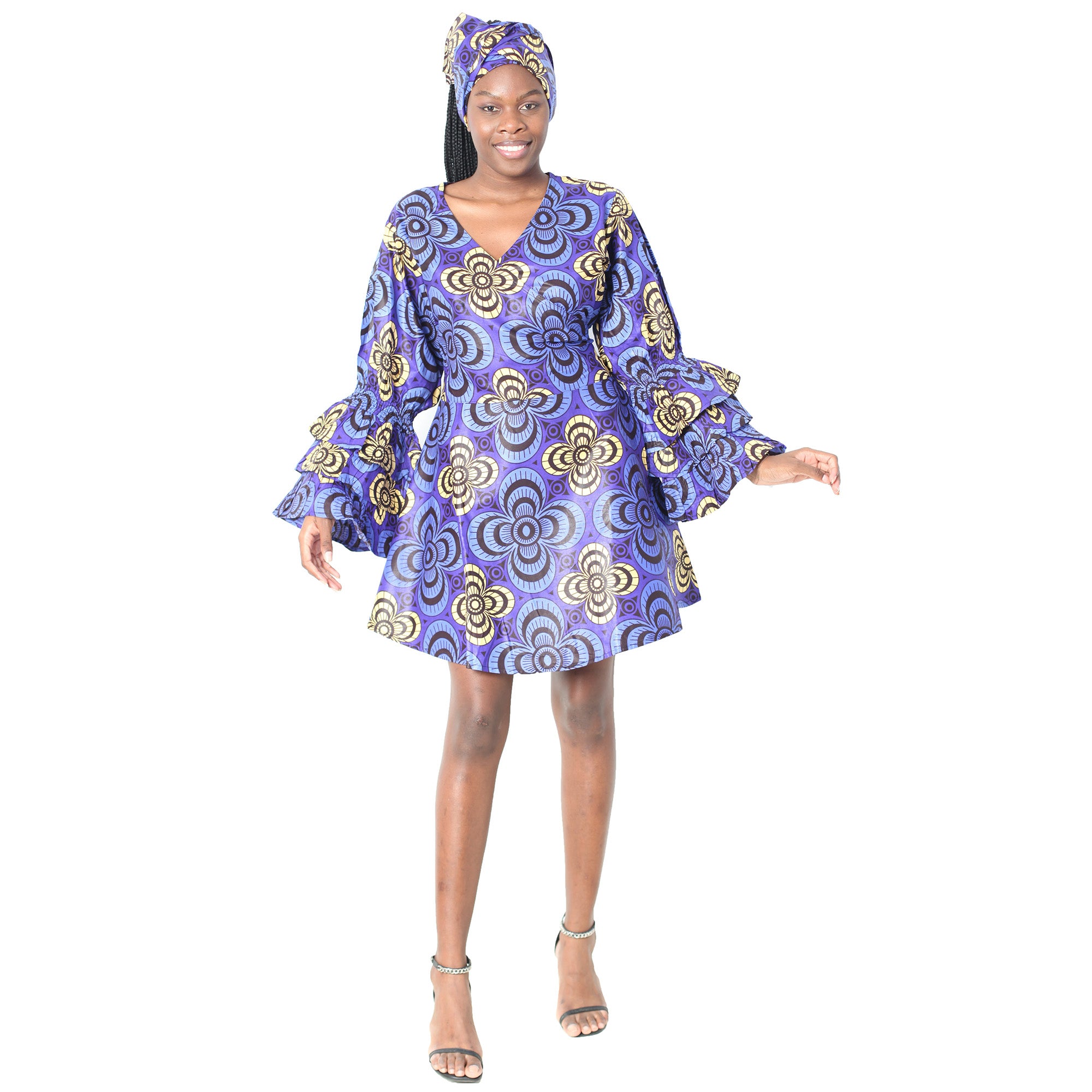 Women's Short Printed Wrap Dress - FI-3065