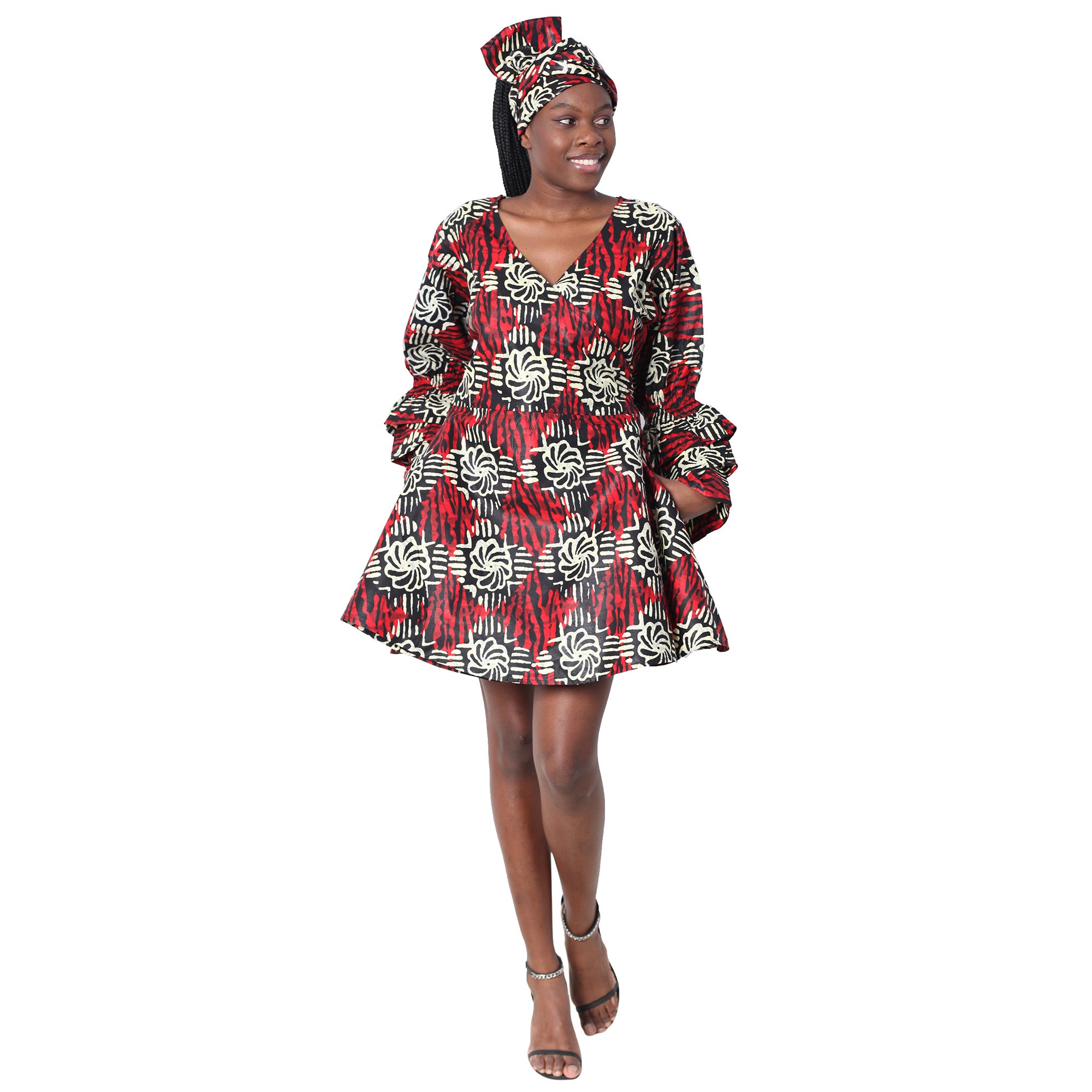 Women's Short Printed Wrap Dress - FI-3065