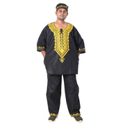 Men's Black 3 Piece Suit with Gold Embroidery -- FI-20086