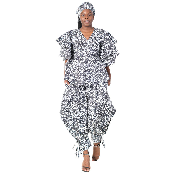 Women's Peplum Blouse and Jogger Pants Set -- FI-4041