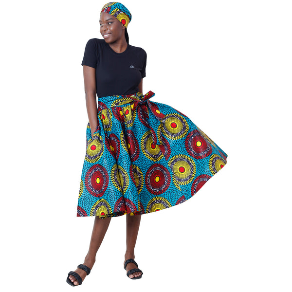 Women's African Printed High Waisted Short Skirt - FI-36