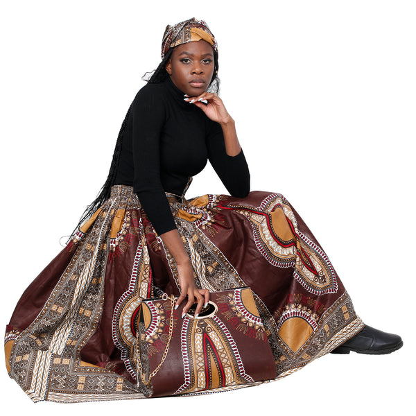 Women's Dashiki Skirt with Matching Handbag -- FI-38 With Bag