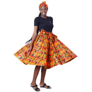 Women's African Printed High Waisted Short Skirt - FI-36