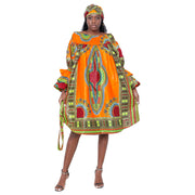 Women's Dashiki Off Shoulder Short Dress with Ruffle Sleeves -- FI-D3006D
