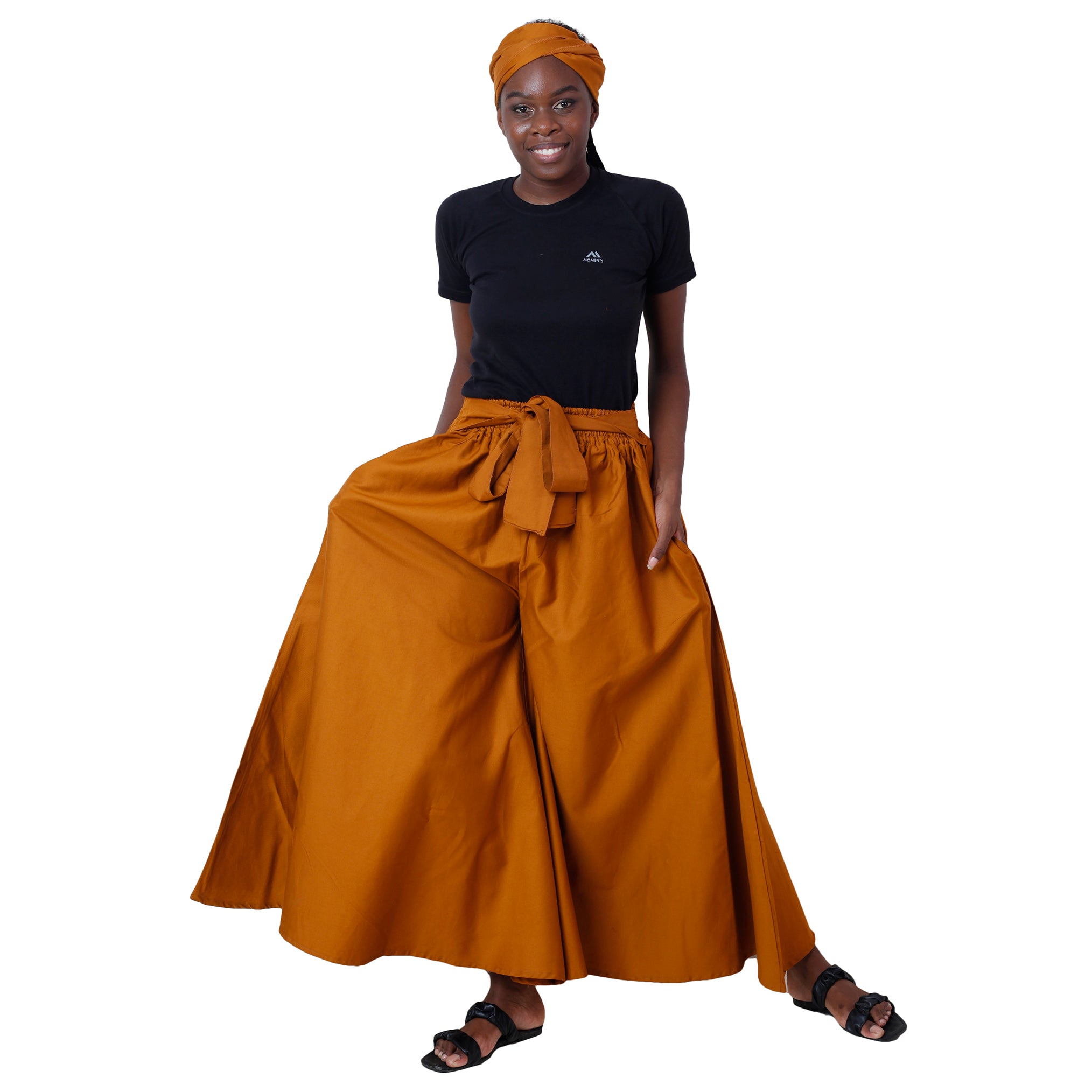 Women's Colored Denim Wide Leg Pants with Tie Waist -- FI-D50