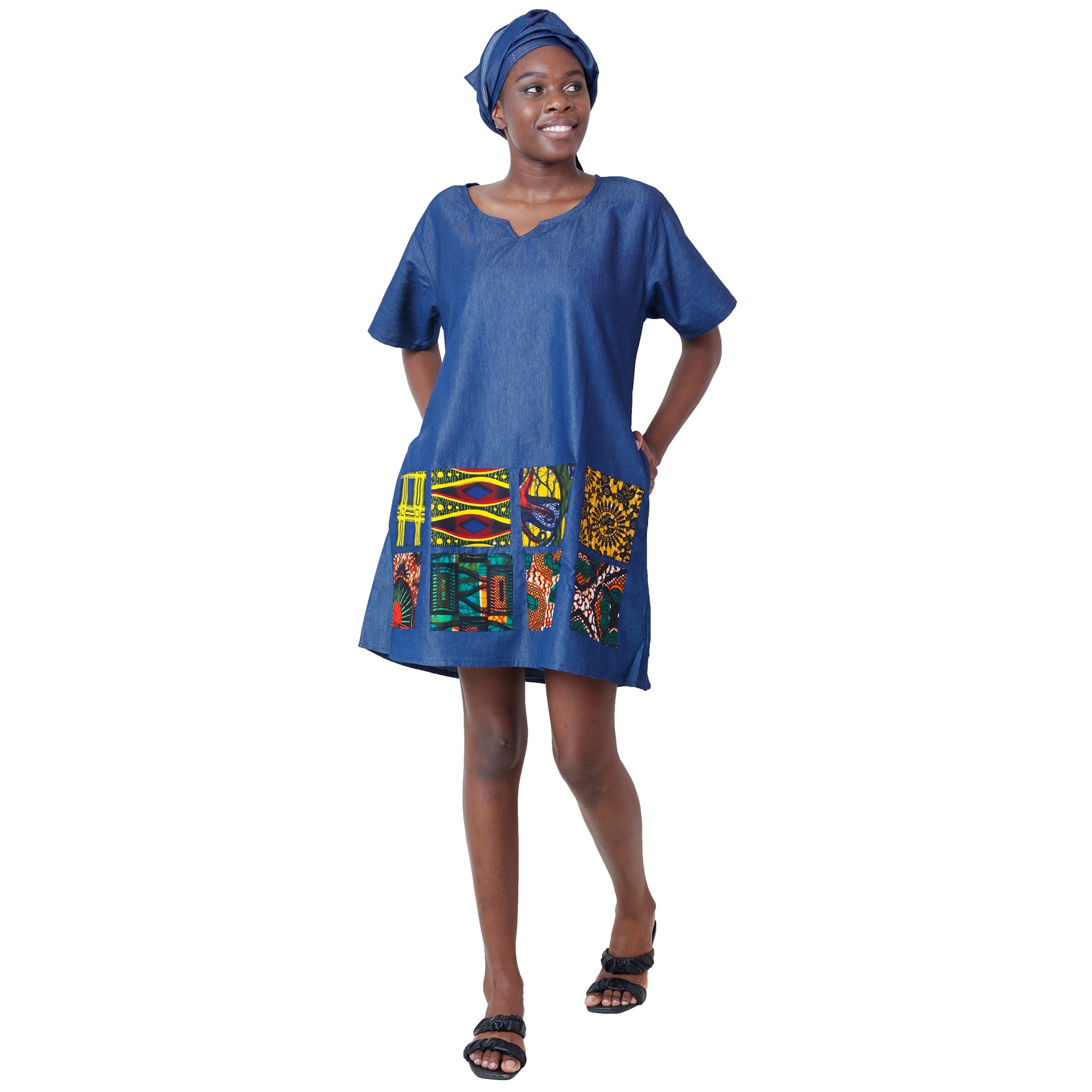 patchwork denim mini dress Dolce & Gabbana Blue Nylon Patchwork Denim Sheath Mini Dress
