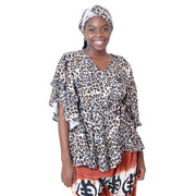 Women's Leopard Style Rayon Wrap Blouse -- FI-R3052