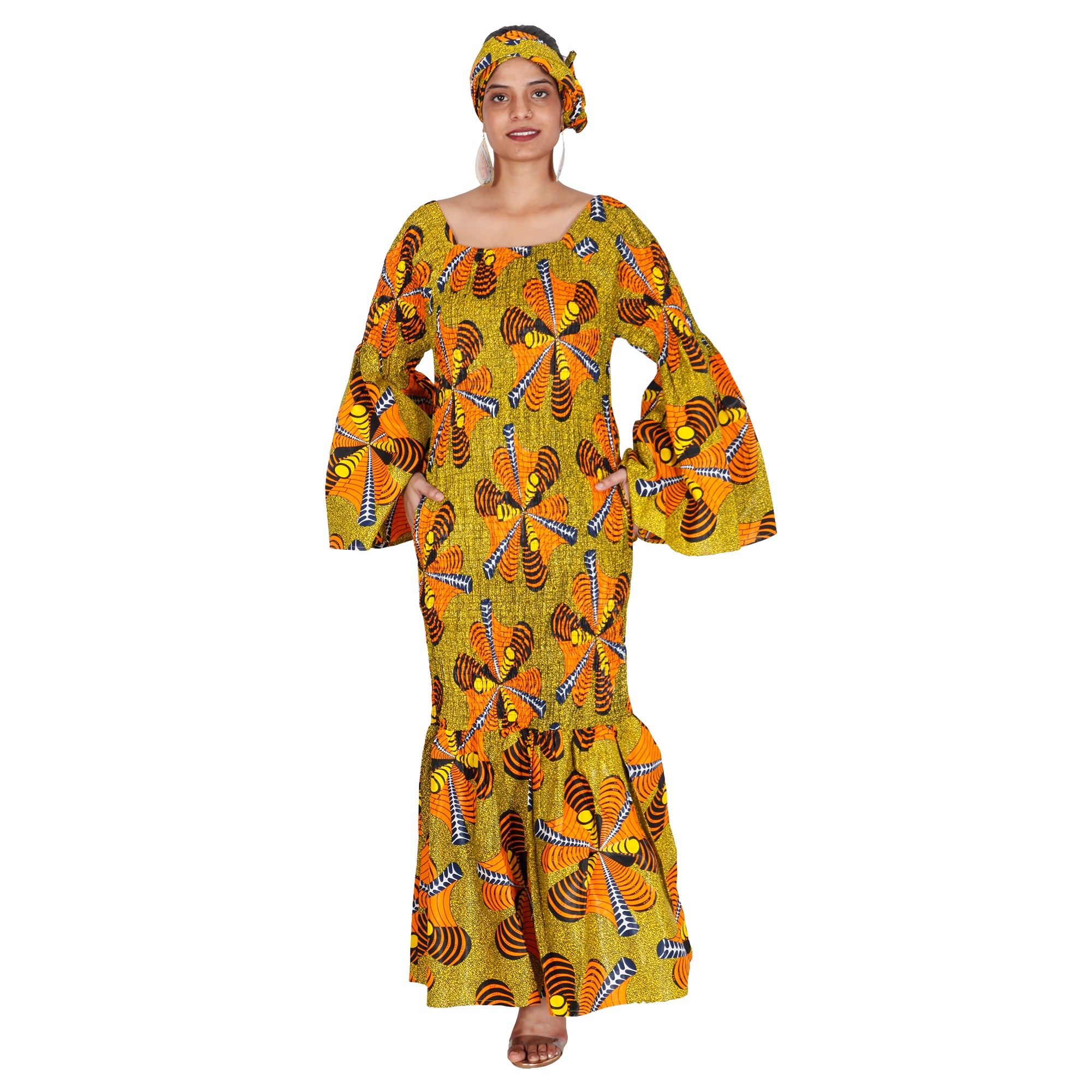 Women's Off Shoulder Smocking Mermaid Maxi -- FI-50075