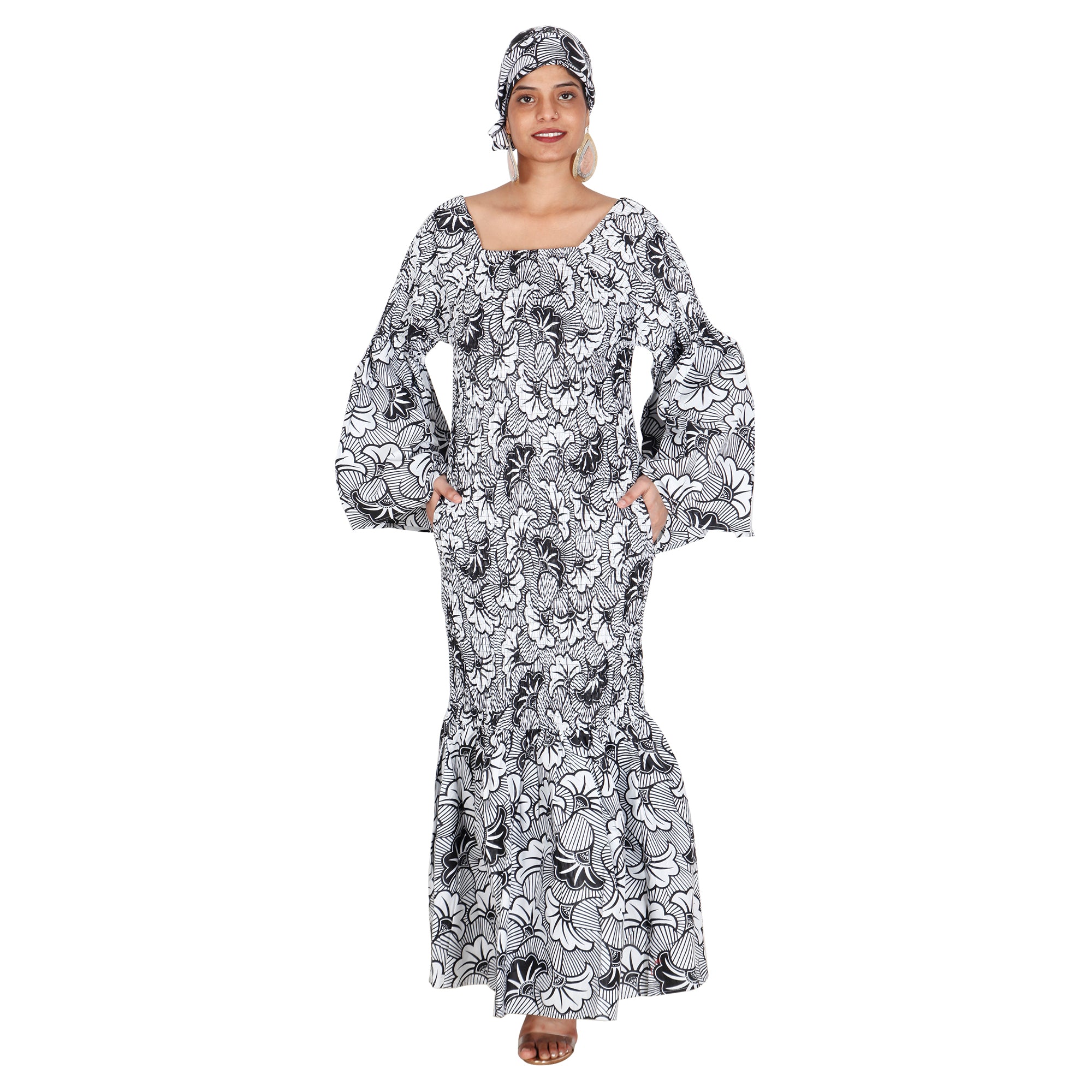 Women's Off Shoulder Smocking Mermaid Maxi -- FI-50075