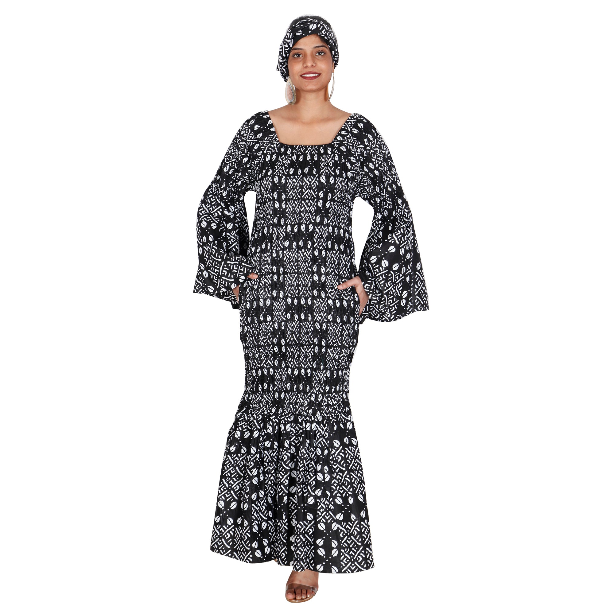 Women's Off Shoulder Smocking Mermaid Maxi -- FI-50075