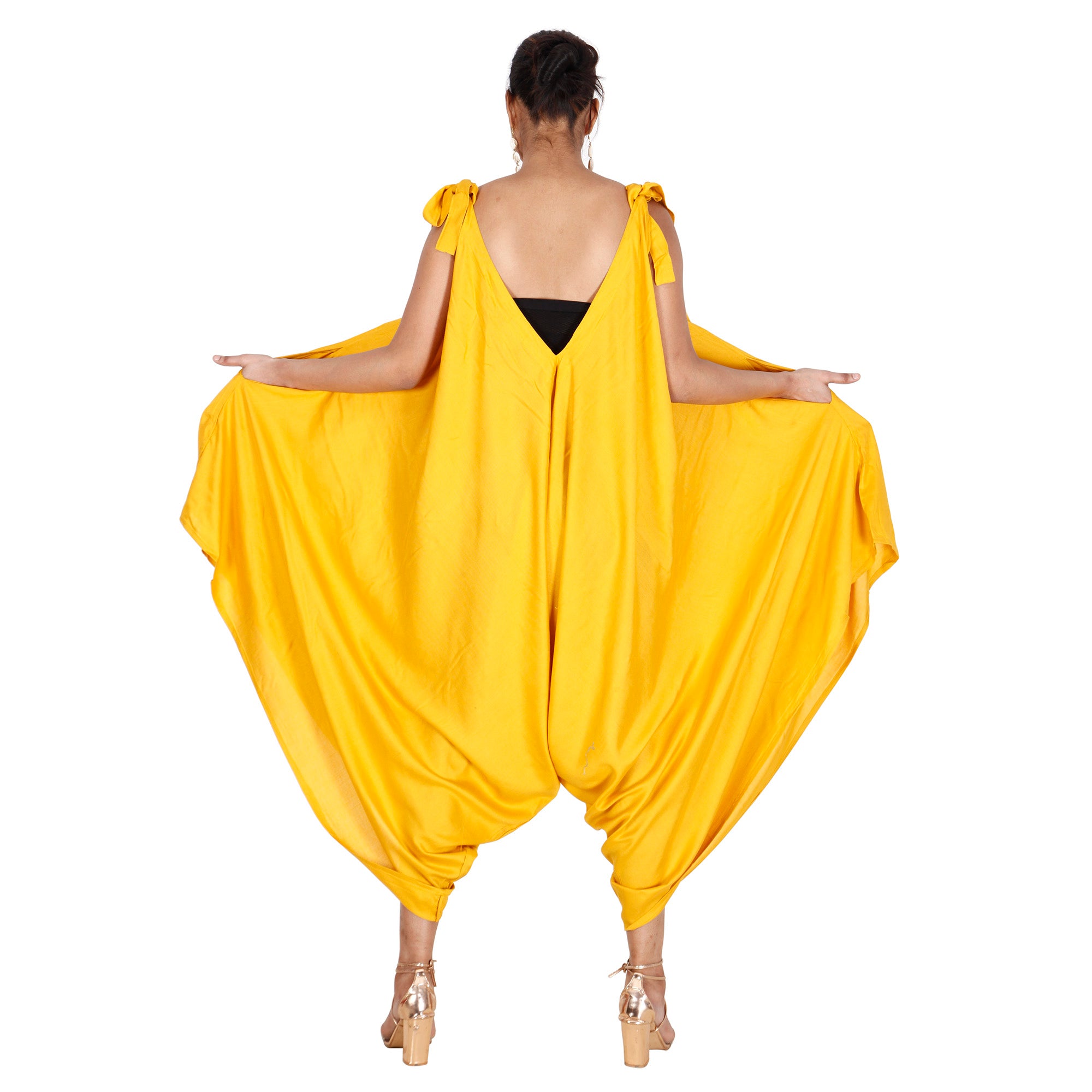 Women's Rayon Jumpsuit with Tie Sleeves FI-R3023