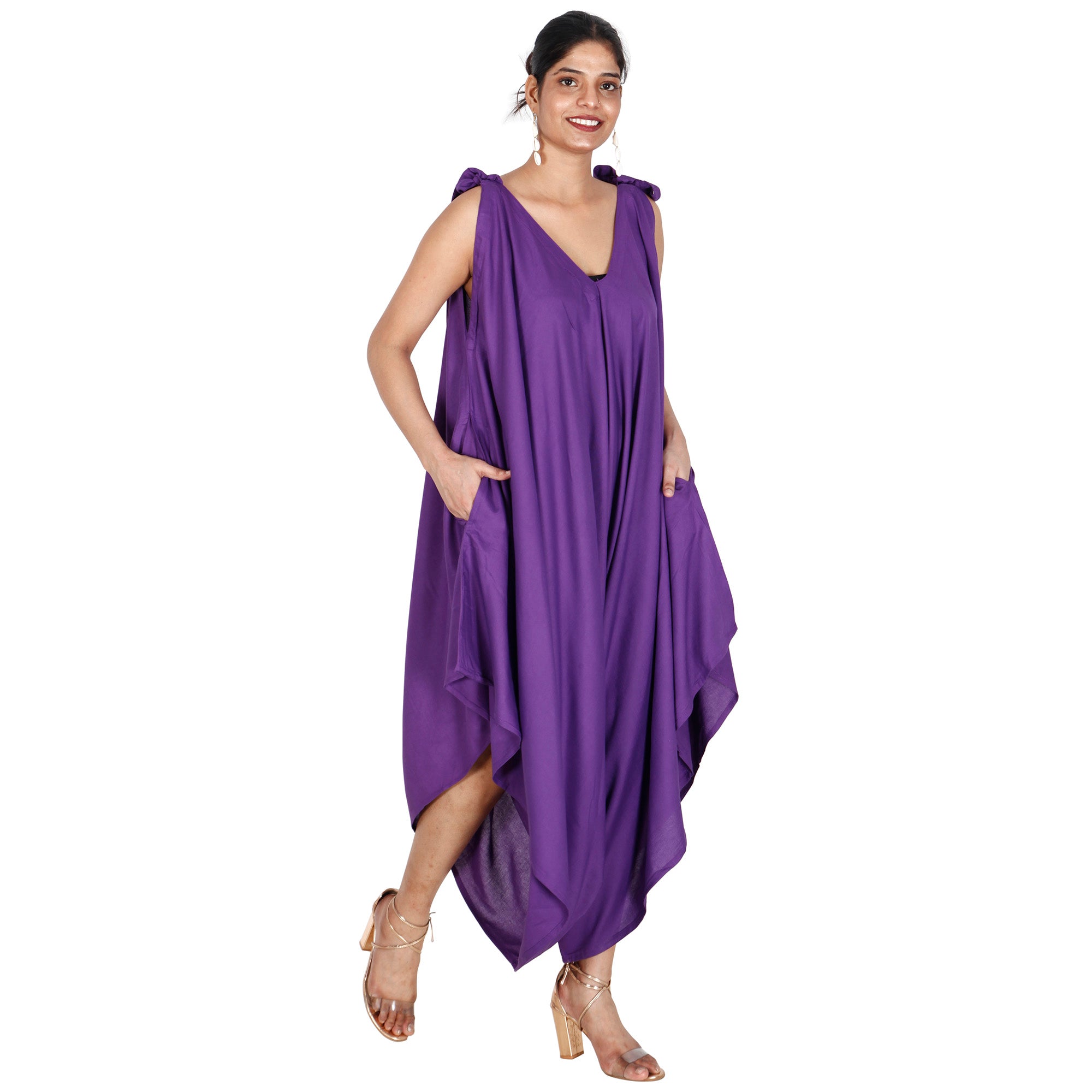 Women's Rayon Jumpsuit with Tie Sleeves FI-R3023