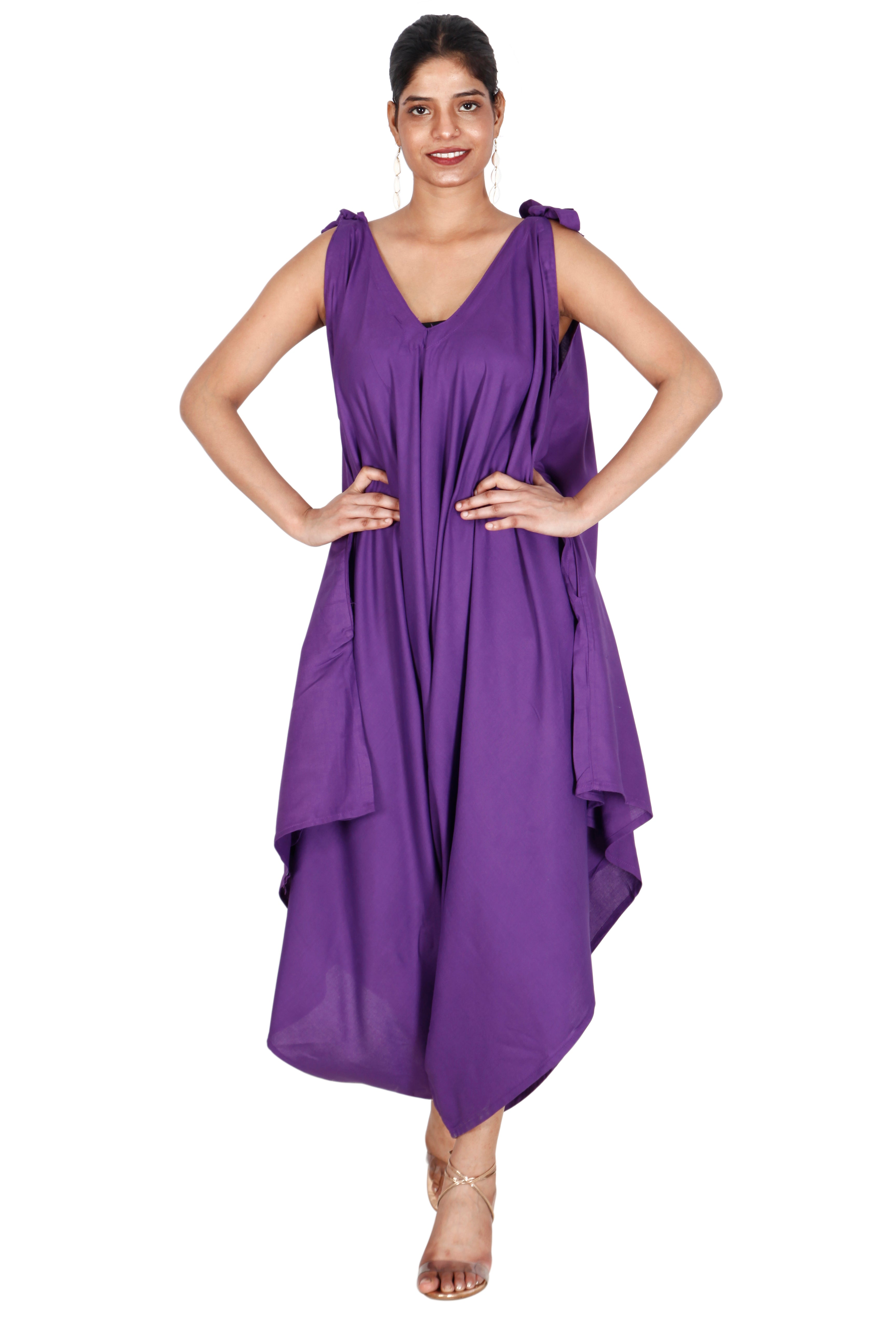 Women's Rayon Jumpsuit with Tie Sleeves FI-R3023