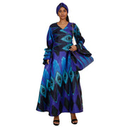 Women's Printed Long Sleeve Maxi Wrap Dress with Handbag- FI-70 FS