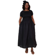 Women's Rayon Smocking Short Sleeve Dress with Headwrap -- FI-R50071