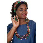 Women's Printed Denim Dress With Matching Jewelry Set -- FI-3029L