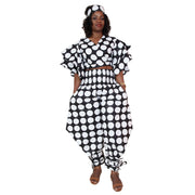 Women's Ruffle Sleeve Wrap Blouse Pant Set - FI-4037
