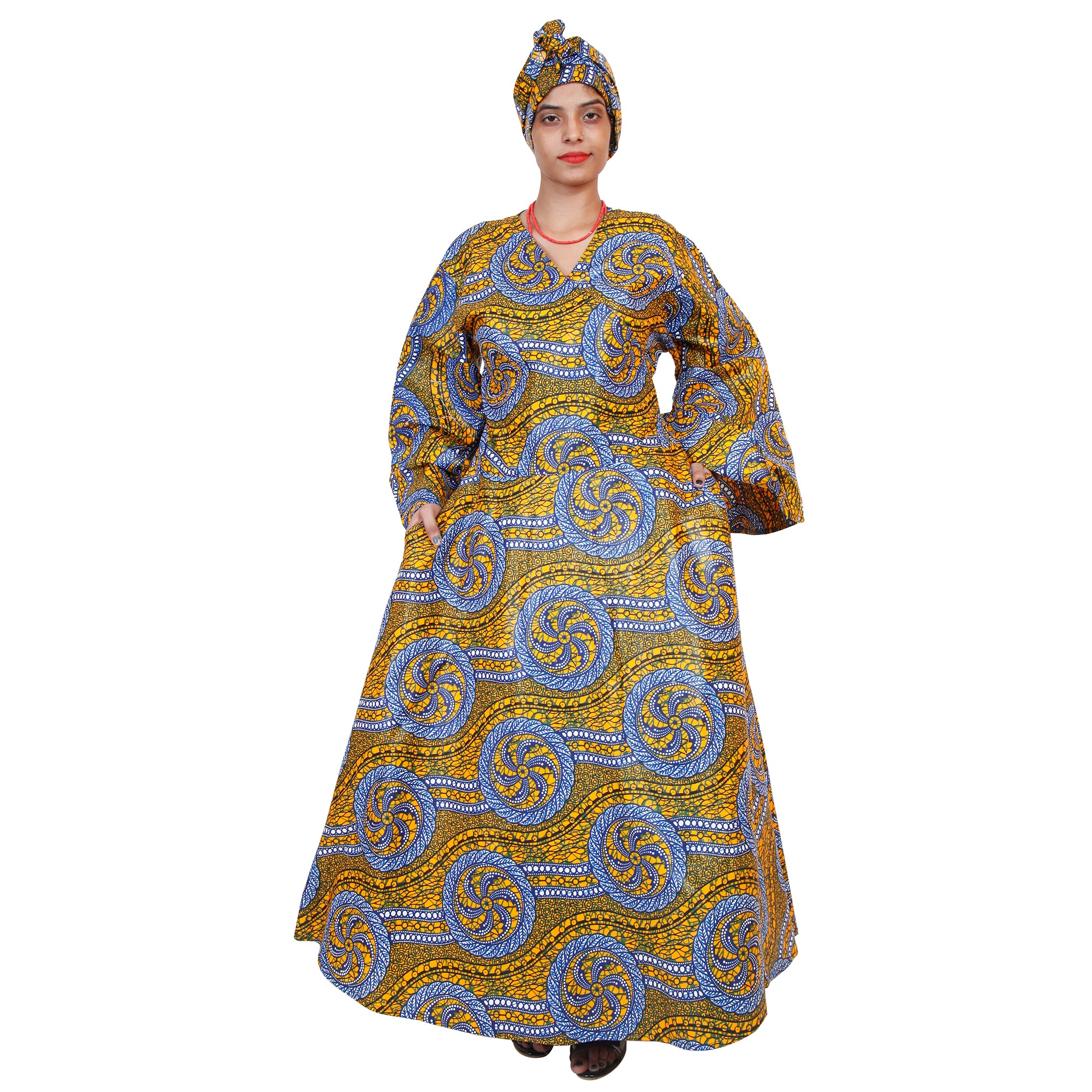 Women's PLUS Size Long Sleeve Wrap Maxi Dress -- FI-56 PLUS