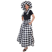 Women's Printed Long Skirt with Matching Scarf and Hat