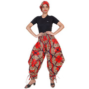 Women's High Waisted Printed Baggy Pants With Tie - FI-140