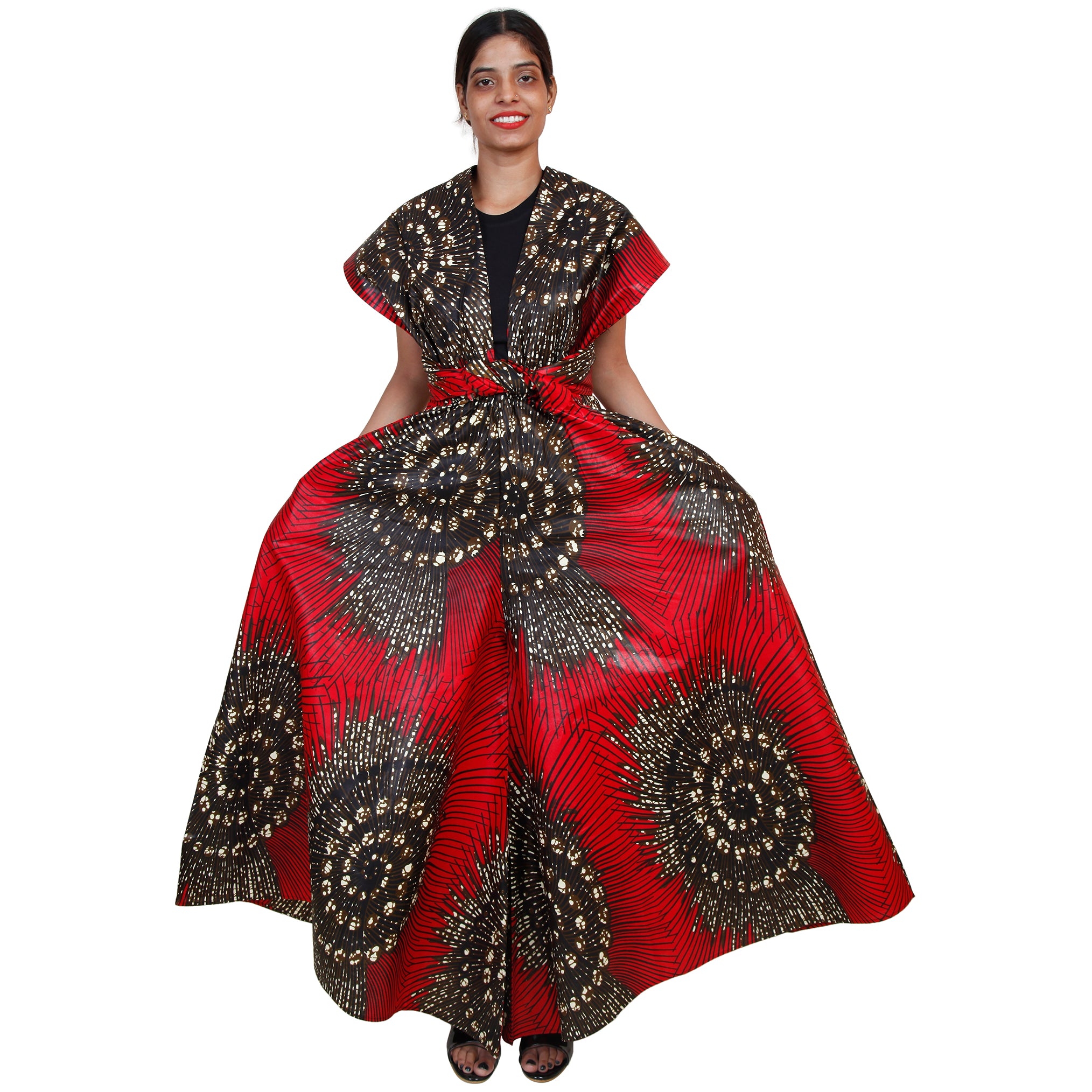Printed Wide Leg Pants with Wrap Tie FI-67