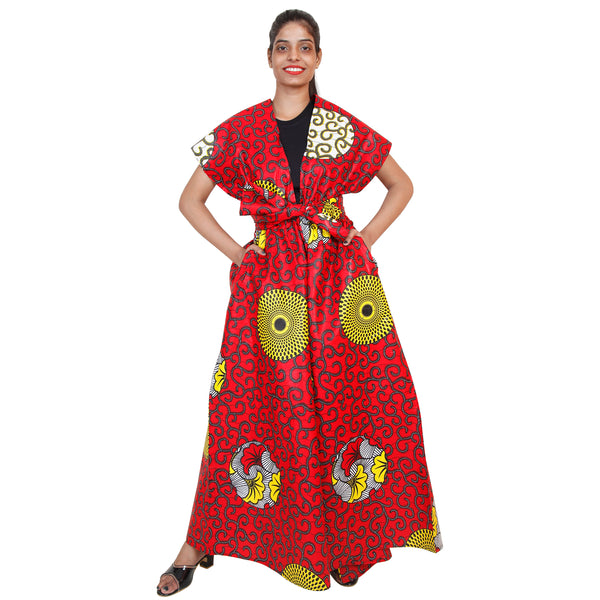 Printed Wide Leg Pants with Wrap Tie FI-67