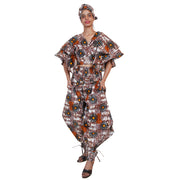 Women's Ruffle Sleeve Wrap Blouse Pant Set - FI-4037