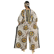 Women's Printed Bubble Sleeve Jumpsuit - FI-5101