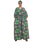 Women's Printed Bubble Sleeve Jumpsuit - FI-5101