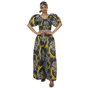 Women's Printed Sweetheart Crop Top Pant Set -- FI-4035