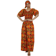 Women's Printed Sweetheart Crop Top Pant Set -- FI-4035