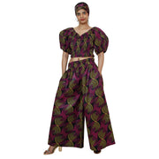 Women's Printed Sweetheart Crop Top Pant Set -- FI-4035