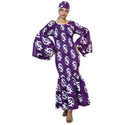 Women's Smocking Wide Bell Sleeve Fishtail Maxi Dress - FI-P50075